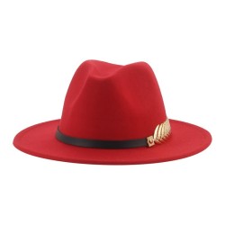 Elegancki filcowy kapelusz - z ozdobnym paskiem / złotym listkiemCzapki & Kapelusze