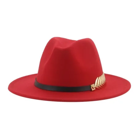 Elegante vilten hoed - met decoratieve riem / bladgoudPetten & Hoeden