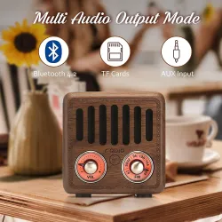 Retro trehøyttaler - digital FM-radio - Bluetooth