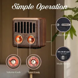 Drewniany głośnik w stylu retro - cyfrowe radio FM - BluetoothBluetooth Głośniki