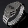 Montre tendance en acier inoxydable noir - tête de serpent - LED bleue