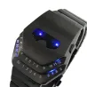 RelojesReloj moderno de acero inoxidable negro - cabeza de serpiente - LED azul