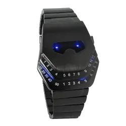 RelojesReloj moderno de acero inoxidable negro - cabeza de serpiente - LED azul