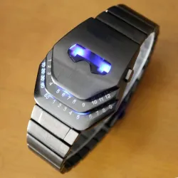 RelojesReloj moderno de acero inoxidable negro - cabeza de serpiente - LED azul