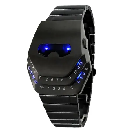 RelojesReloj moderno de acero inoxidable negro - cabeza de serpiente - LED azul
