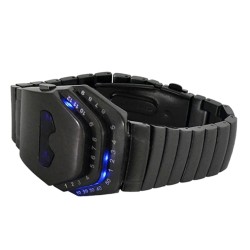RelojesReloj moderno de acero inoxidable negro - cabeza de serpiente - LED azul