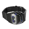 RelojesReloj moderno de acero inoxidable negro - cabeza de serpiente - LED azul