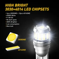 Żarówka samochodowa - W5W - LED - T10 - Canbus - SMD - 12V - biała - 2 sztukiT10