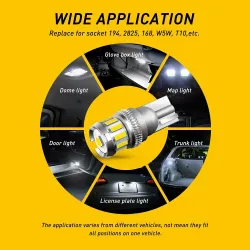 Ampoule auto - W5W - LED - T10 - Canbus - SMD - 12V - blanche - 2 pièces
