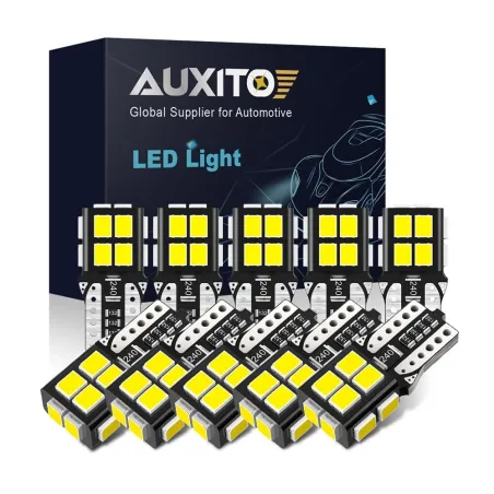Bil LED lyspære - T10 - 2835 SMD - W5W - Canbus - 6000K hvit - 10 stk.