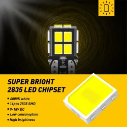 Bil LED-lampa - T10 - 2835 SMD - W5W - Canbus - 6000K vit - 10 st