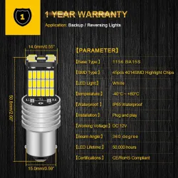 Ampoule LED pour voiture - feu de recul - P21W - Canbus - DRL - 2 pièces