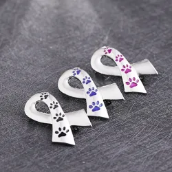 Broche en forme de ruban - empreinte de patte d'animal