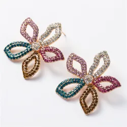 Stjerne-/blomstformede øredobber i krystall