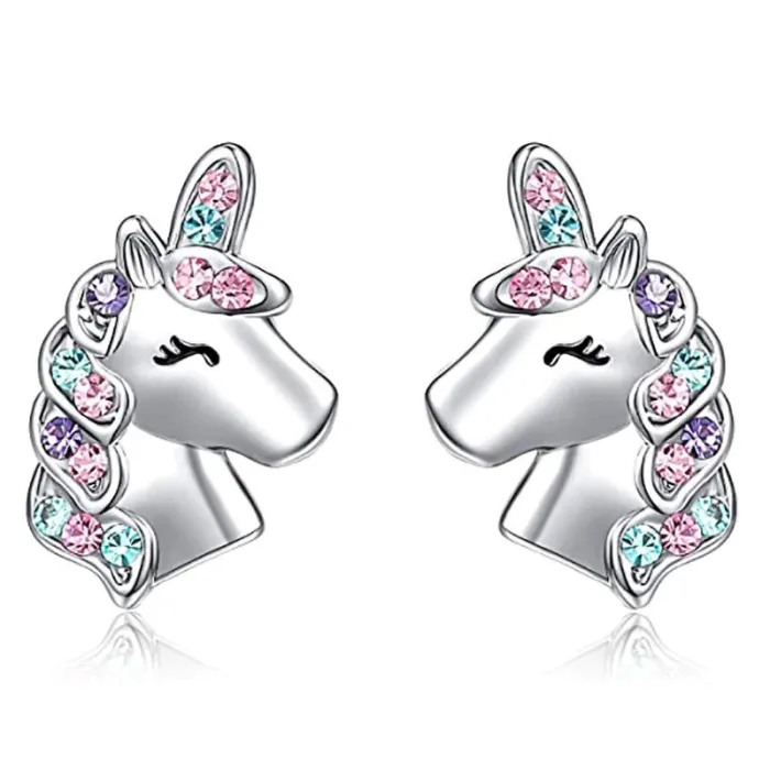 AretesElegantes pendientes de plata - unicornio - gato - mariposa - arcoíris - estrella