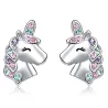 Boucles d'oreilles élégantes en argent - licorne - chat - papillon - arc-en-ciel - étoile