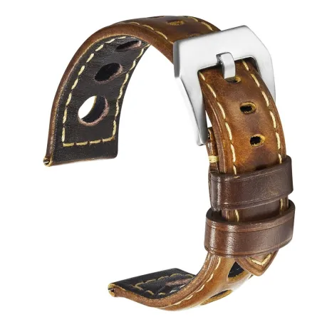 Elegant klokkerem - med metallspenne - ekte skinn