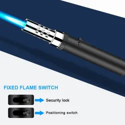 Briquet à gaz torche en métal - coupe-vent - flamme réglable