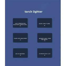 Metal torch gas lighter - windproof - adjustable flameLighters