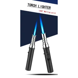 Metal torch gas lighter - windproof - adjustable flameLighters
