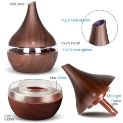 Ultralydsluftfugter - diffuser for æteriske olier - LED - USB - 300ml