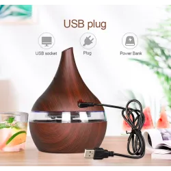 Humidificateur d'air à ultrasons - diffuseur d'huiles essentielles - LED - USB - 300ml