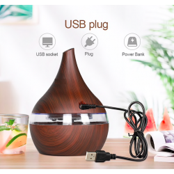 Ultralydsluftfugter - diffuser for æteriske olier - LED - USB - 300ml