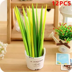 Herbe verte en silicone - stylo à bille - 12 pièces