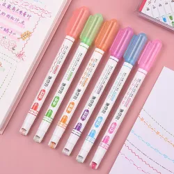 Rullpenna - art maker highlighter - med mönster - stjärnor - våg - moln - hjärtan - 6 stycken