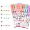 Rullepenner - kunstneriske highlighters - med mønstre - stjerner - linjer - skyer - hjerter - 6 stk.