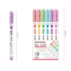 Rullepenner - kunstneriske highlighters - med mønstre - stjerner - linjer - skyer - hjerter - 6 stk.