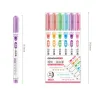 Rullepenner - kunstneriske highlighters - med mønstre - stjerner - linjer - skyer - hjerter - 6 stk.