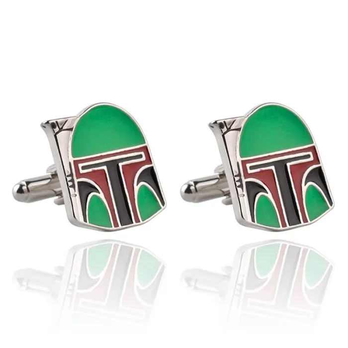 Boutons de manchette en forme de casque vert