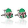 Boutons de manchette en forme de casque vert