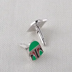 Boutons de manchette en forme de casque vert