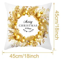 Dekorativt juleputetrekk - sort / gull - 45 * 45 cm
