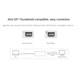 Mini Displayport til HDMI - adapter - 3 i 1 Thunderbolt - omformer