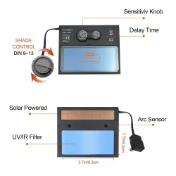 HZXVOGEN - maschera per saldatura auto oscurante - DIN 4 - DIN 5-13