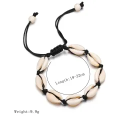 PulseraPulsera de dijes de conchas de mar - cuerda de cuerda ajustable