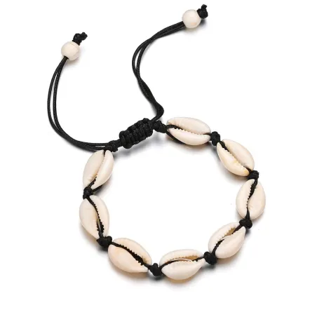 PulseraPulsera de dijes de conchas de mar - cuerda de cuerda ajustable