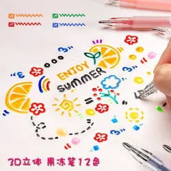 3D gelépenn - flerfarget - maleri / graffiti / keramikk / metall / glass - 12 deler