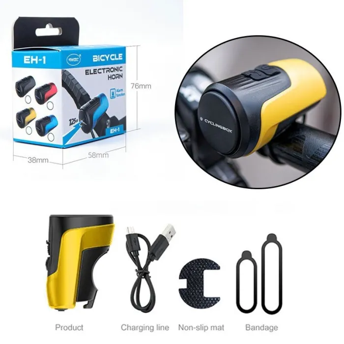 BicicletaBocina de bicicleta - USB recargable - alarma antirrobo