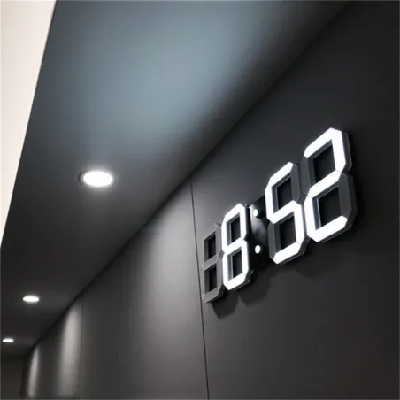 Modern 3D digital wall clock - LED - USB - with alarm functionClocks