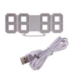 Modern 3D digital wall clock - LED - USB - with alarm functionClocks