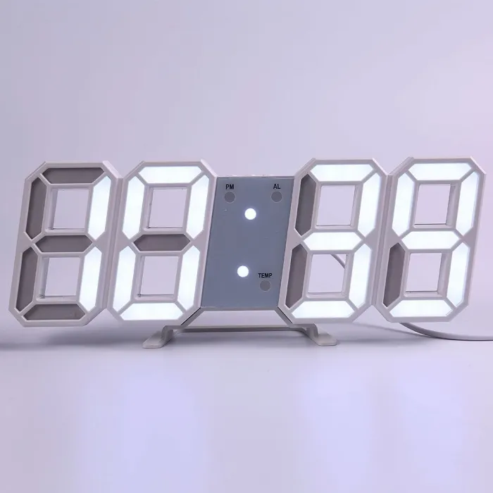 Modern 3D digital wall clock - LED - USB - with alarm functionClocks