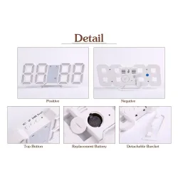 Moderni 3D digitaalinen seinäkello - LED - USB - herätystoiminnolla
