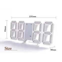 Modern 3D digital wall clock - LED - USB - with alarm functionClocks