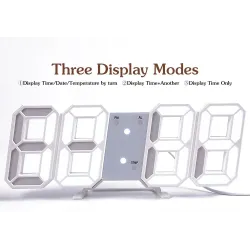 Modern 3D digital wall clock - LED - USB - with alarm functionClocks