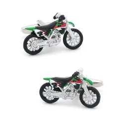 Modern cufflinks - green motorcycleCufflinks