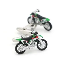 Nowoczesne spinki do mankietów - zielony motocyklSpinki do mankietów